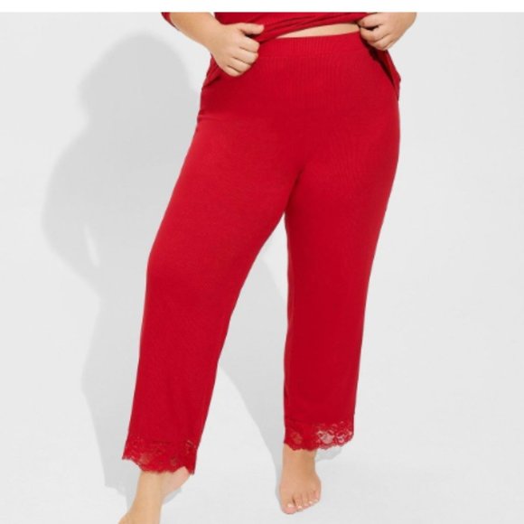 Torrid Women's Super Soft Lace Ribbed Sleep Pants Jester Red NWT Size 1X 14 - 16 - Picture 12 of 12